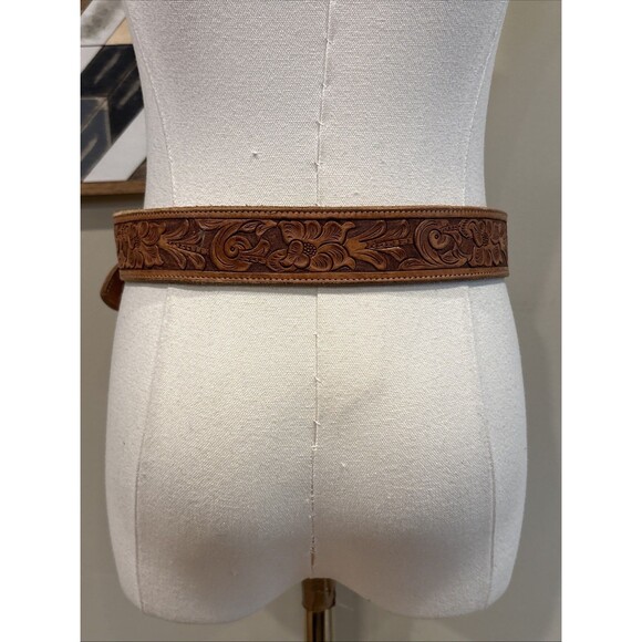 Vintage Polo Ralph Lauren Tooled Leather Silver Plated Longhorn Belt 32 *As-Is* main image 8